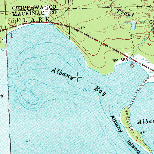 Topographic Map of Albany Bay, MI