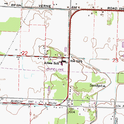 Topographic Map of Albee School, MI