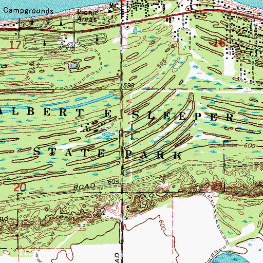 Topographic Map of Albert E Sleeper State Park, MI