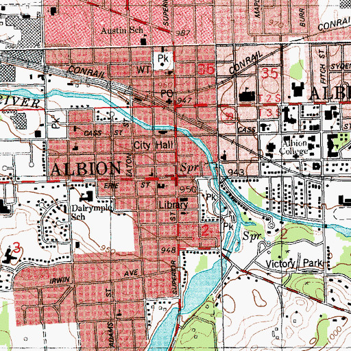 Topographic Map of Albion, MI
