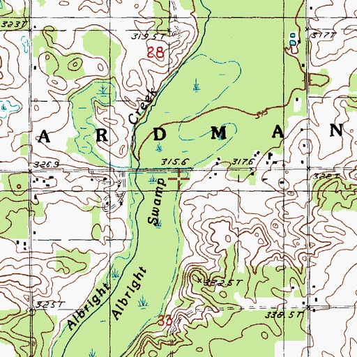 Topographic Map of Albright Swamp, MI