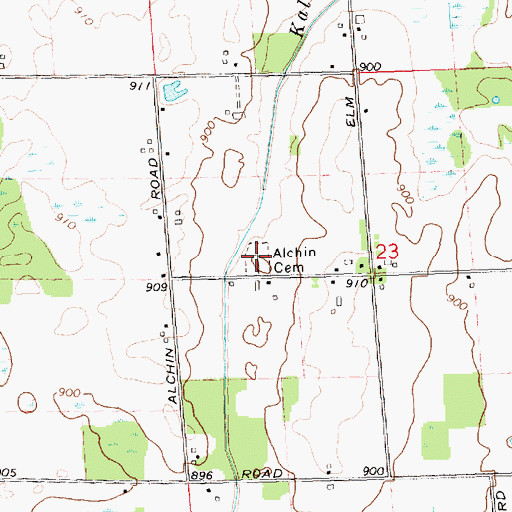 Topographic Map of Alchin Farm Cemetery, MI
