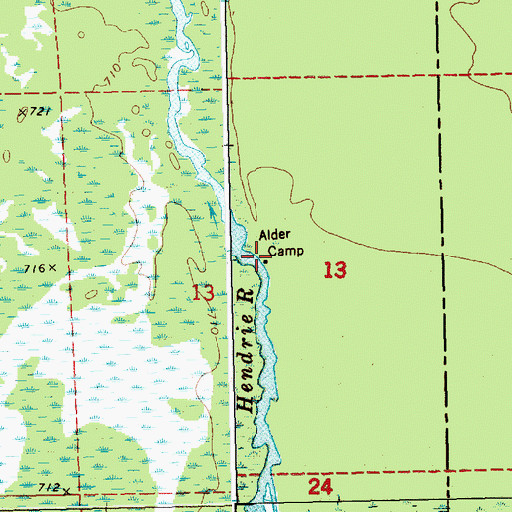 Topographic Map of Alder Camp, MI