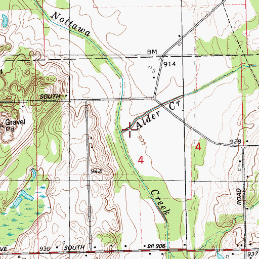 Topographic Map of Alder Creek, MI
