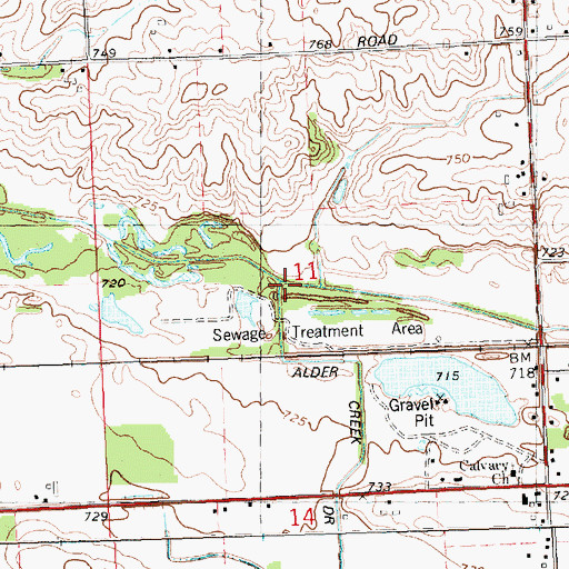 Topographic Map of Alder Creek Drain, MI