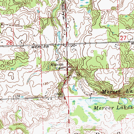 Topographic Map of Aldrich Cemetery, MI