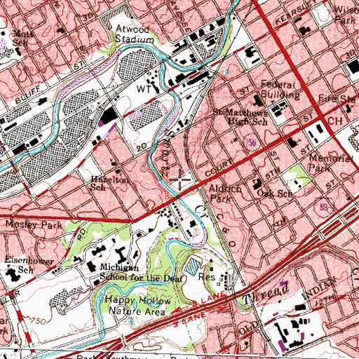 Topographic Map of Aldrich Park, MI