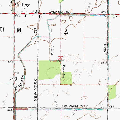 Topographic Map of Alex Drain, MI