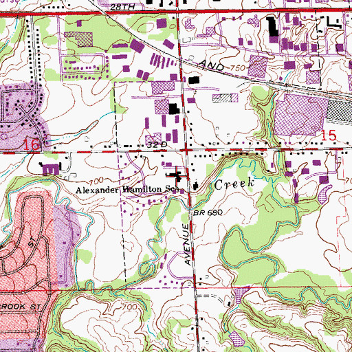 Topographic Map of Alexander Hamilton School, MI