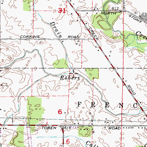 Topographic Map of Alfen Drain, MI
