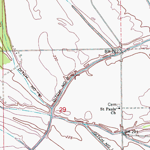 Topographic Map of Peach Bayou, AR