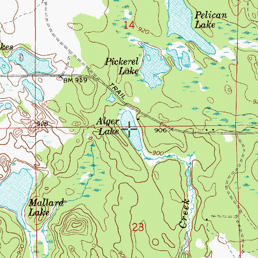 Topographic Map of Alger Lake, MI