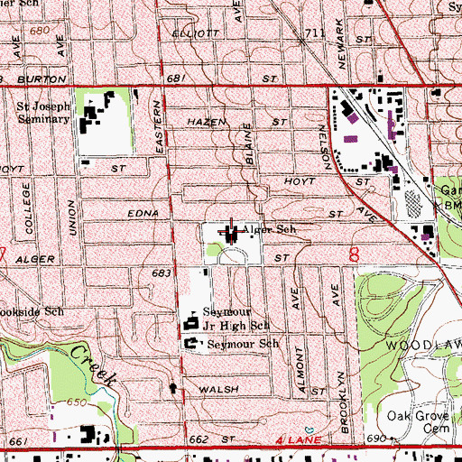 Topographic Map of Alger Elementary School, MI
