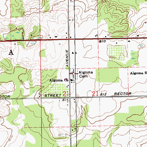 Topographic Map of Algoma Cemetery, MI