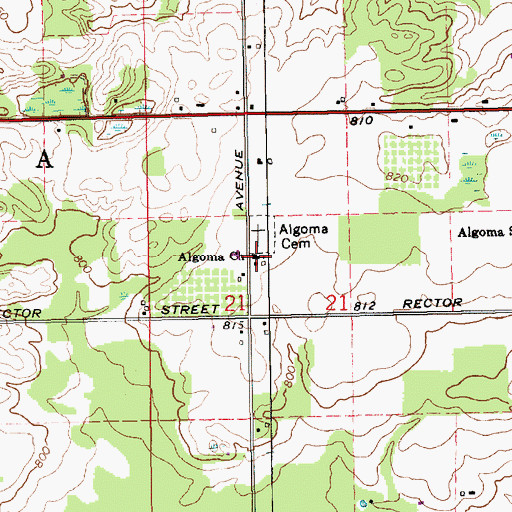 Topographic Map of Algoma Church, MI