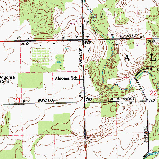 Topographic Map of Algoma School, MI