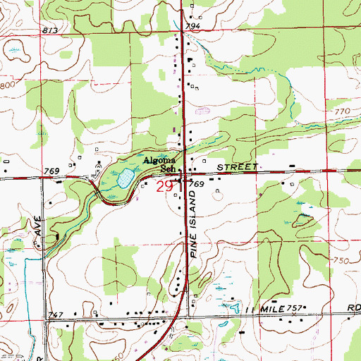 Topographic Map of Algoma School, MI