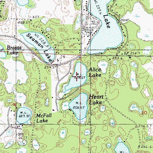Topographic Map of Alice Lake, MI
