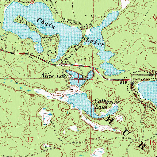 Topographic Map of Alice Lake, MI