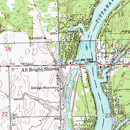 Topographic Map of All Bright Shores, MI
