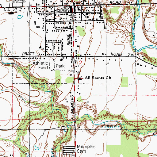 Topographic Map of All Saints Church, MI