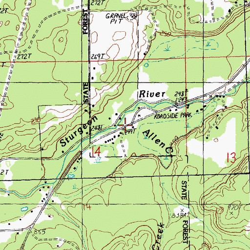 Topographic Map of Allen Creek, MI