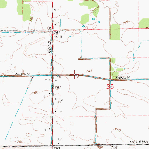 Topographic Map of Allen Drain, MI