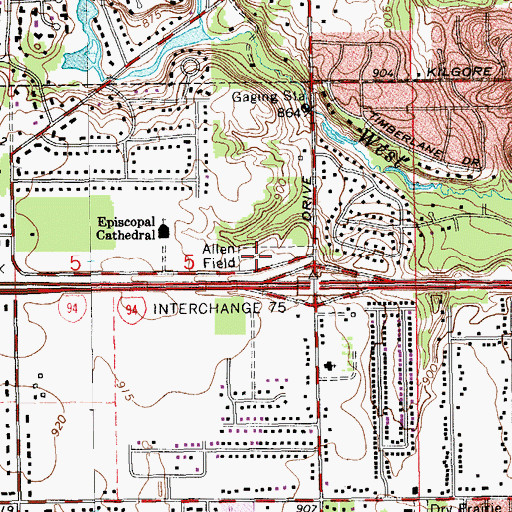 Topographic Map of Allen Field, MI