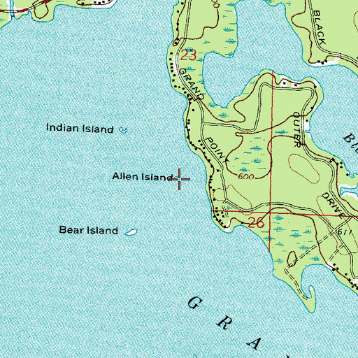 Topographic Map of Allen Island, MI