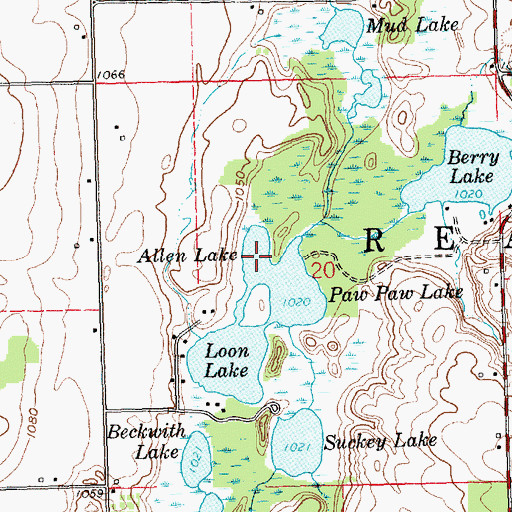 Topographic Map of Allen Lake, MI