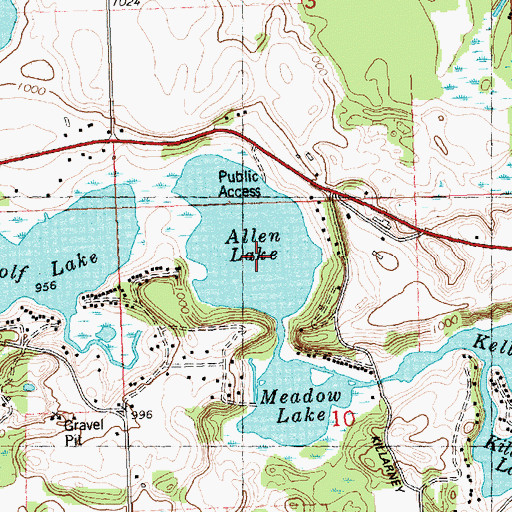 Topographic Map of Allen Lake, MI