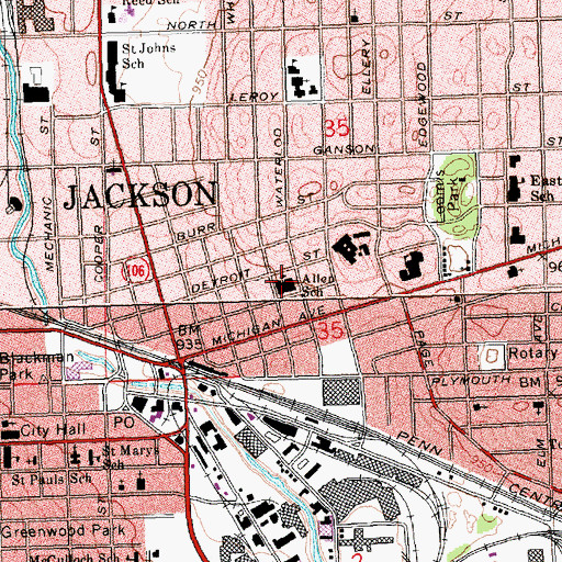 Topographic Map of Allen School, MI