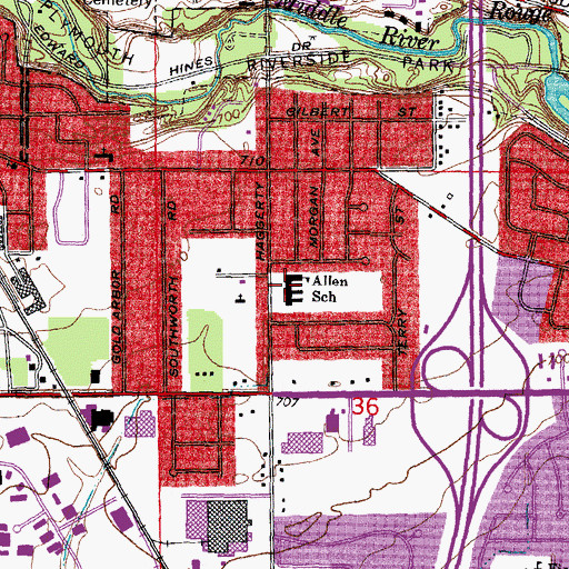 Topographic Map of Allen School, MI