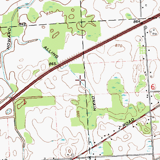 Topographic Map of Alling Drain, MI