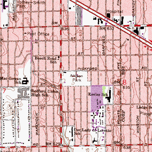 Topographic Map of Allison Park, MI