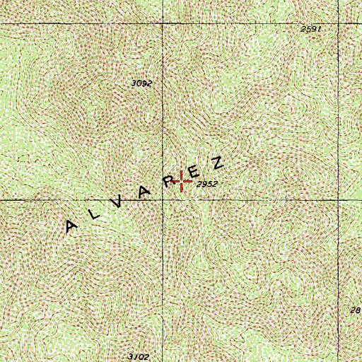 Topographic Map of Alvarez Mountains, AZ