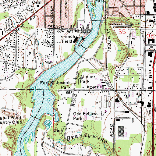 Topographic Map of Allouez Park, MI