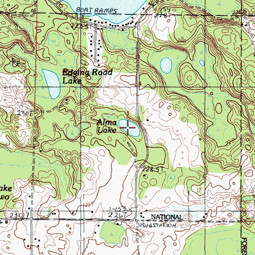 Topographic Map of Alma Lake, MI
