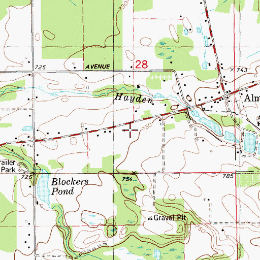 Topographic Map of Almena School, MI
