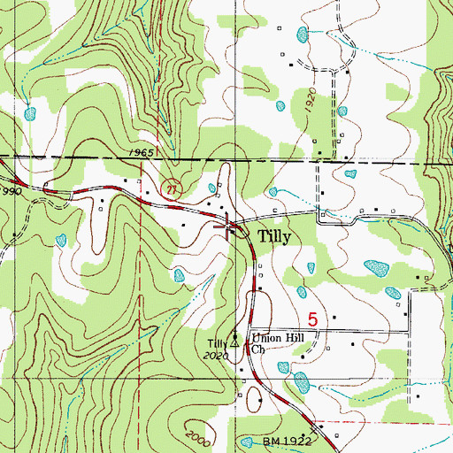 Topographic Map of Tilly Missionary Baptist Church, AR