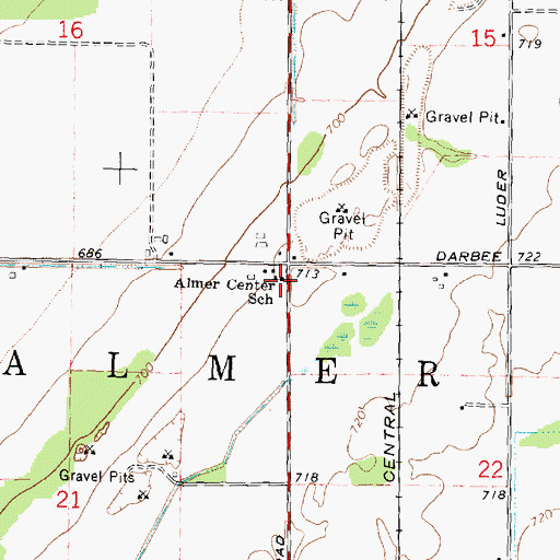 Topographic Map of Almer Center School, MI