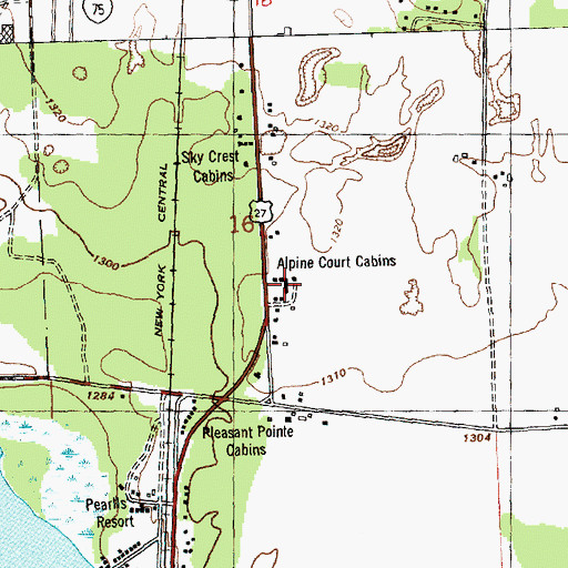 Topographic Map of Alpine Court Cabins, MI