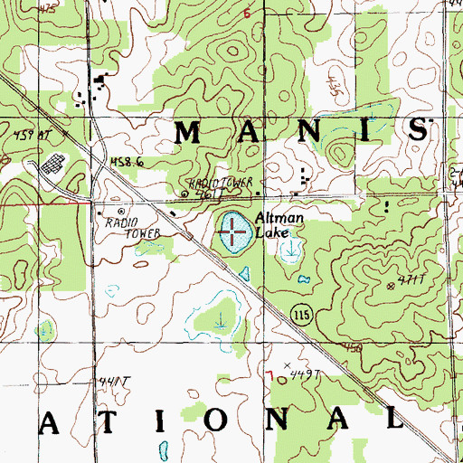 Topographic Map of Altman Lake, MI