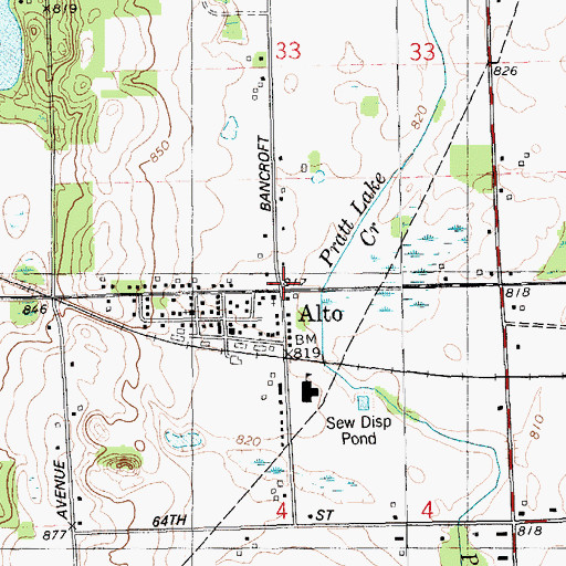 Topographic Map of Alto, MI