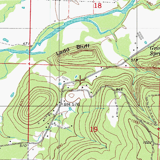 Topographic Map of Ladd School (historical), AR