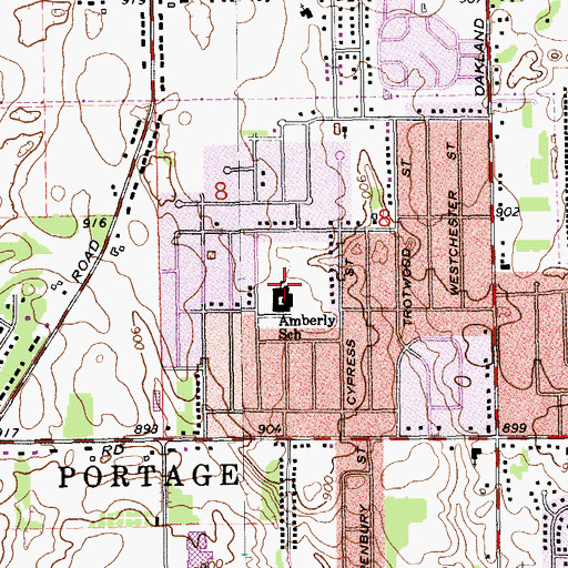 Topographic Map of Amberly School, MI