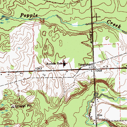 Topographic Map of Amble School, MI