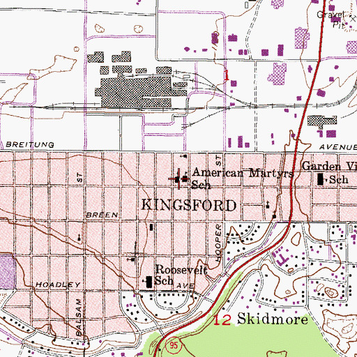 Topographic Map of American Martyrs School, MI