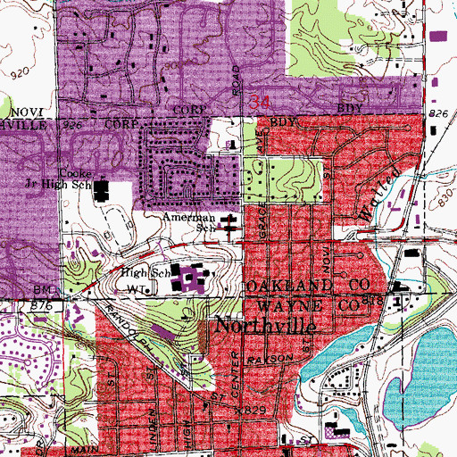 Topographic Map of Amerman School, MI