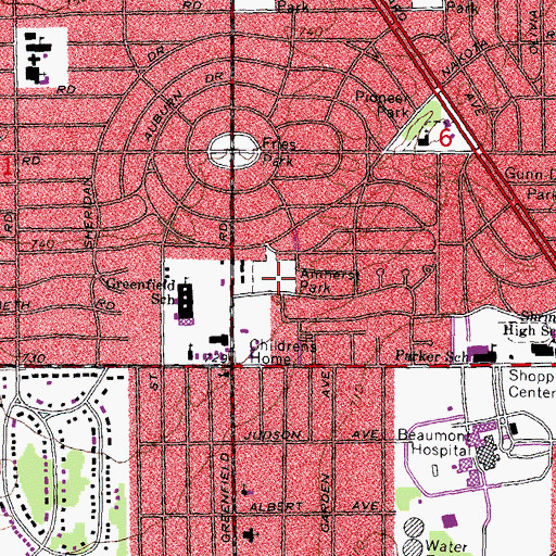 Topographic Map of Amherst Park, MI